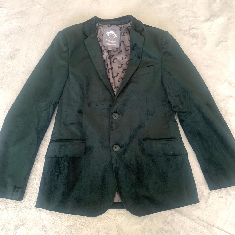 Appaman Fine Tailored Forest Velvet Suit Set Green Sz 12 Boys - Picture 2 of 16